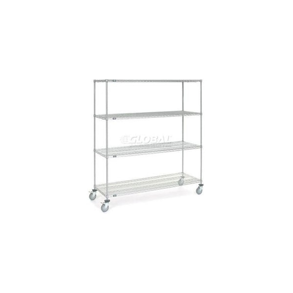 Global Equipment Nexel Chrome ESD Wire Shelf Truck, 4 Shelf, 36"L x 18"W x 80"H, Polyurethane Casters C18367ESD - main